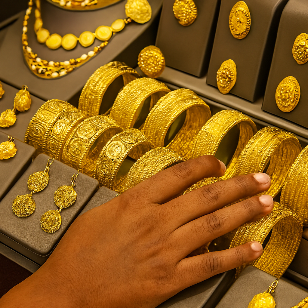 Gold investment in India – jewelry display